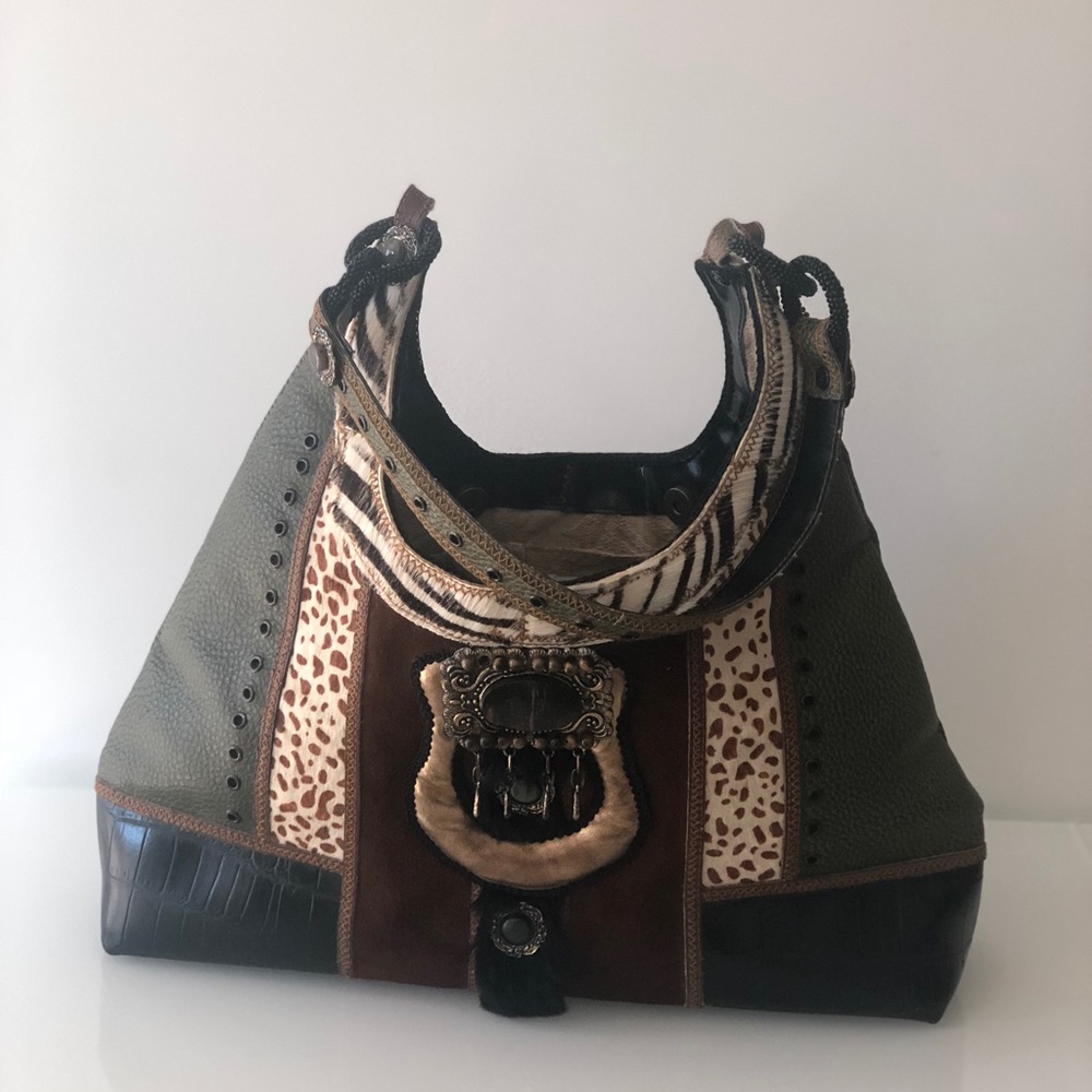 Mary Frances leather animal print bag
